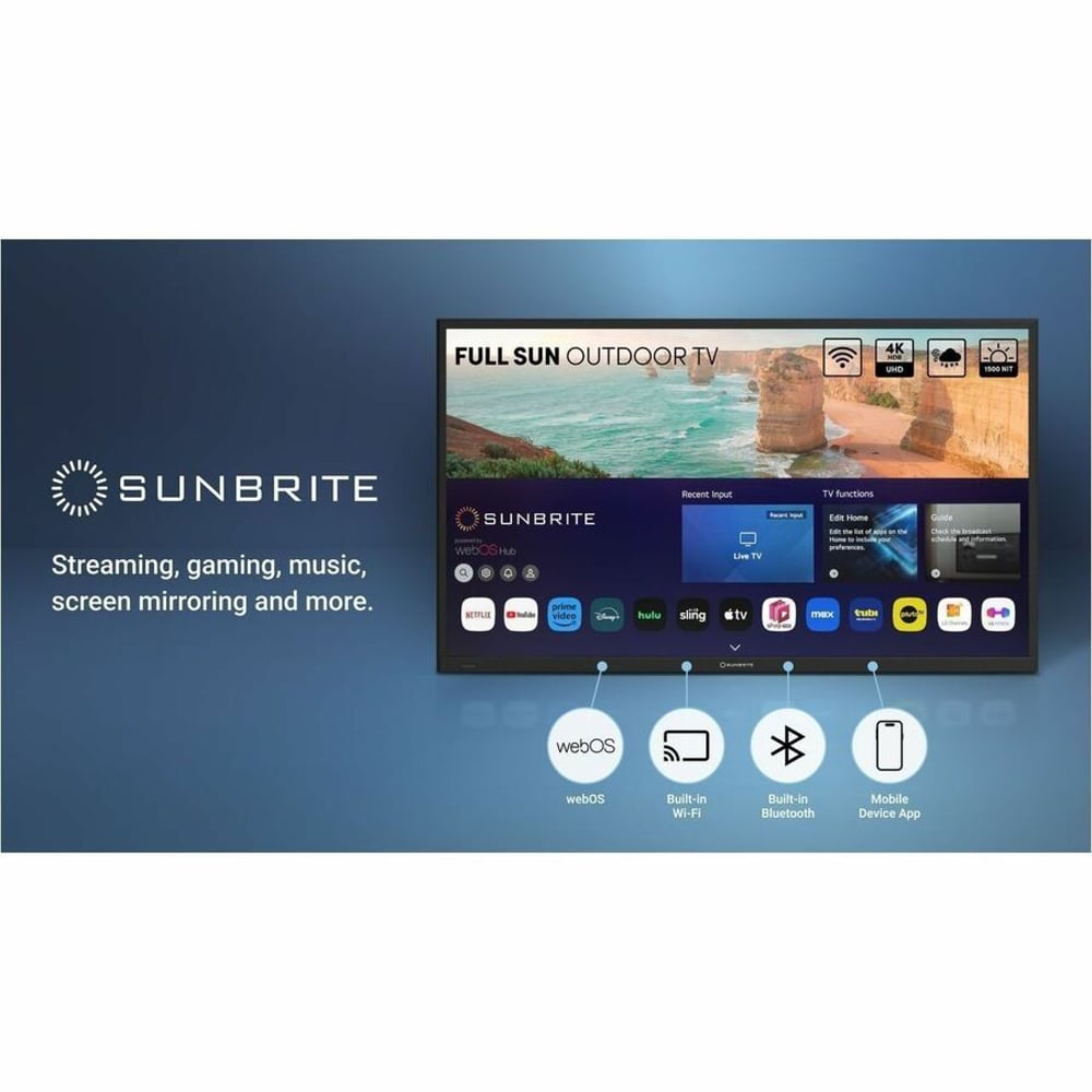 SUNBRITE SB-FS-75-BL 75" Solis Series - Smart Outdoor Tv - Full Sun - 4K Uhd Hdr