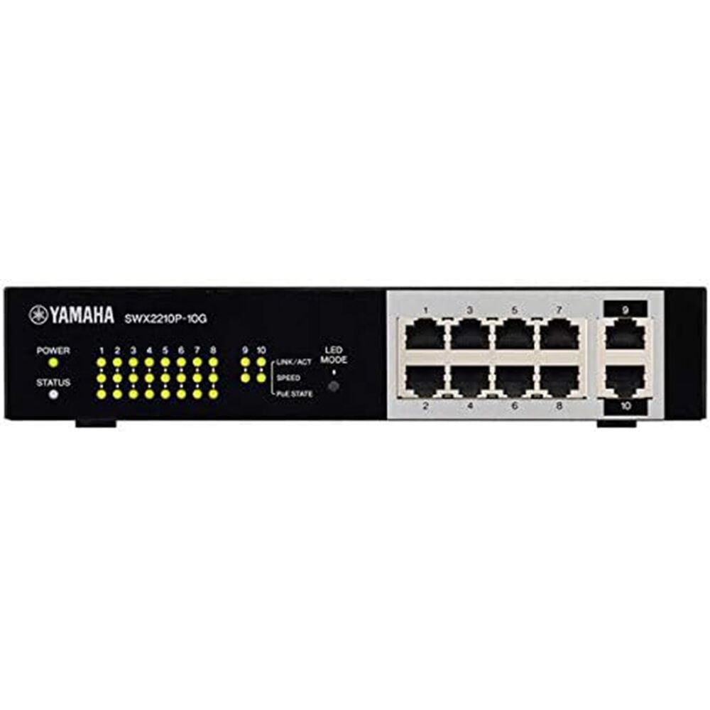 Yamaha SWX2210P-10G 10-Port, L2 124W Poe Network Switch With 8 Poe Ports; 1/2Ru