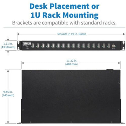 TRIPPLITE U280-016-RM 16-Port Usb Sync Charging Hub Tablet Smartphone Ipad Iphone Taa