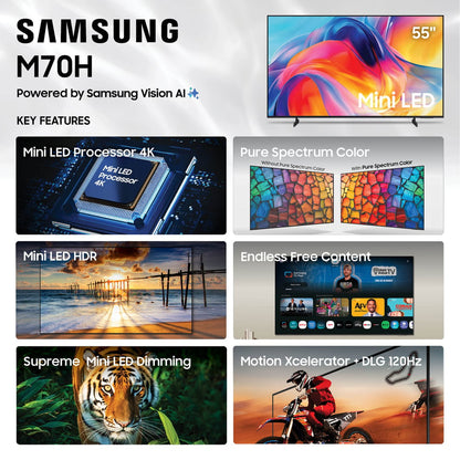 Samsung UN55M70HAFXZA 55" 4K Uhd Led, 60Hz, Hdr10+, Smart Tv, Gaming Ready, Wi-Fi 5