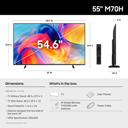 Samsung UN55M70HAFXZA 55" 4K Uhd Led, 60Hz, Hdr10+, Smart Tv, Gaming Ready, Wi-Fi 5