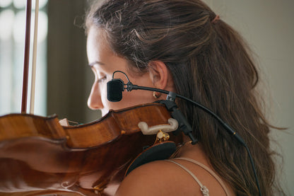 Neumann MCM Miniature Clip Mic System - high strings, on violin