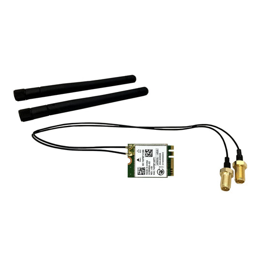 BrightSign WD105 Wi-Fi/Bluetooth module card with two black antennas and gold-plated pigtail connectors