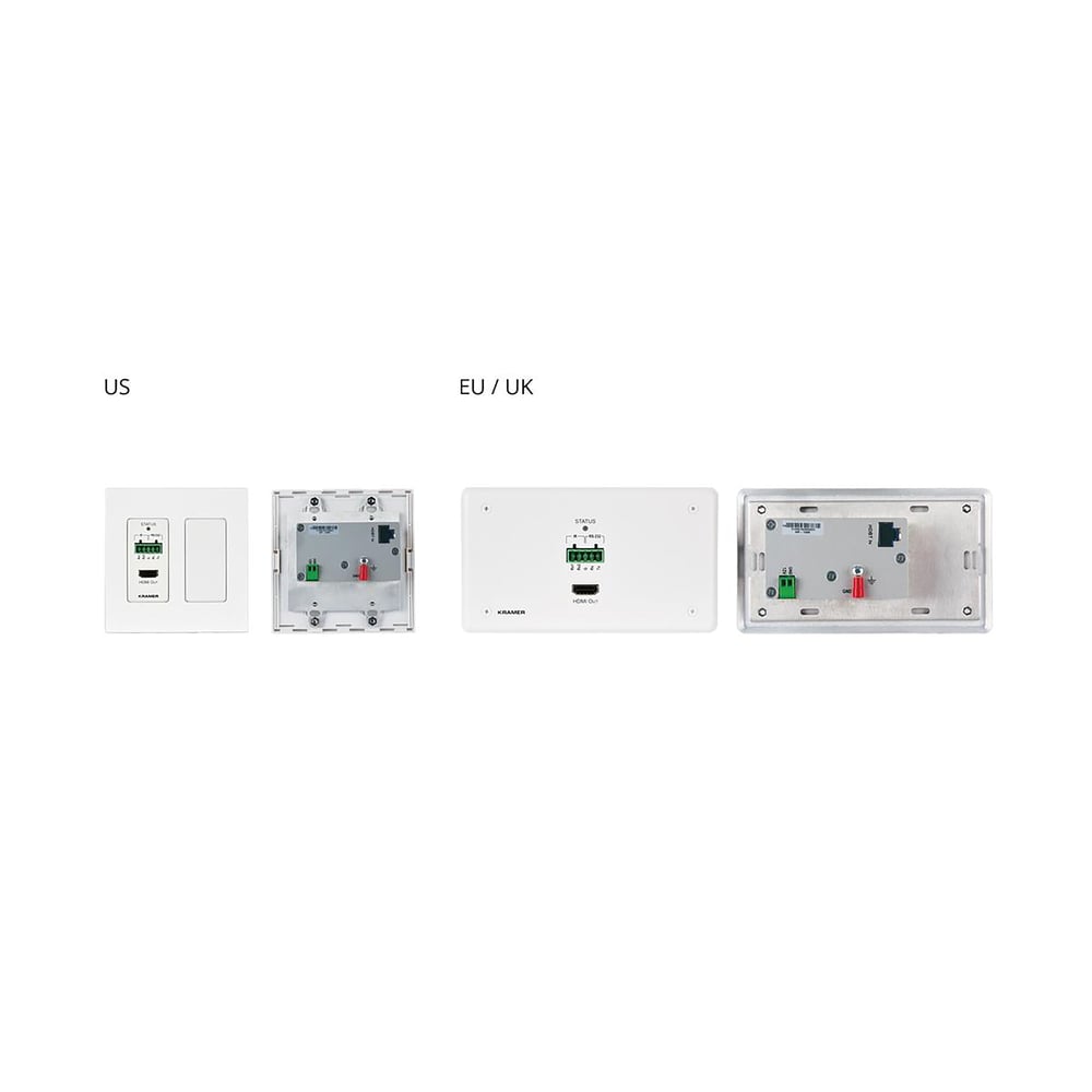 Kramer 50-80562095 4K60 4:2:0 Hdmi 2-Gang Poe Wall-Plate Receiver W/Rs-232 & Ir Over Hdbase